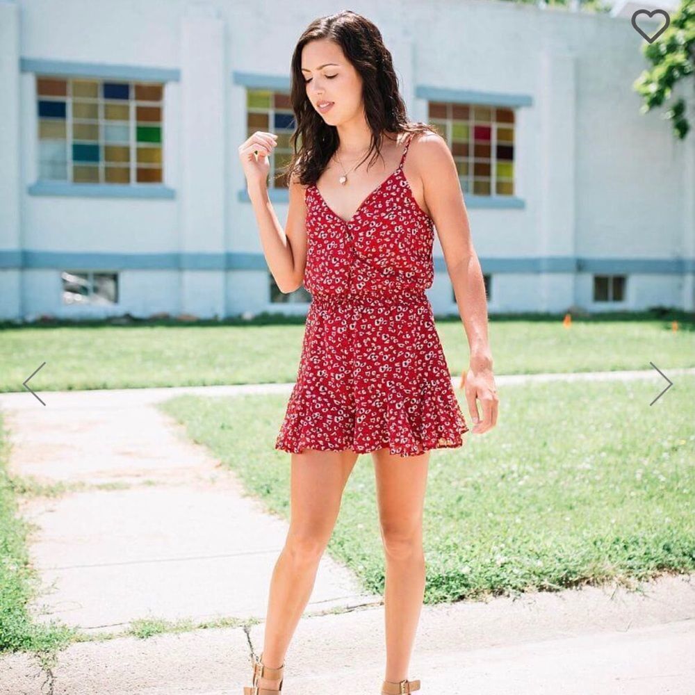Trixxi Red Cheetah Animal Print Romper Small